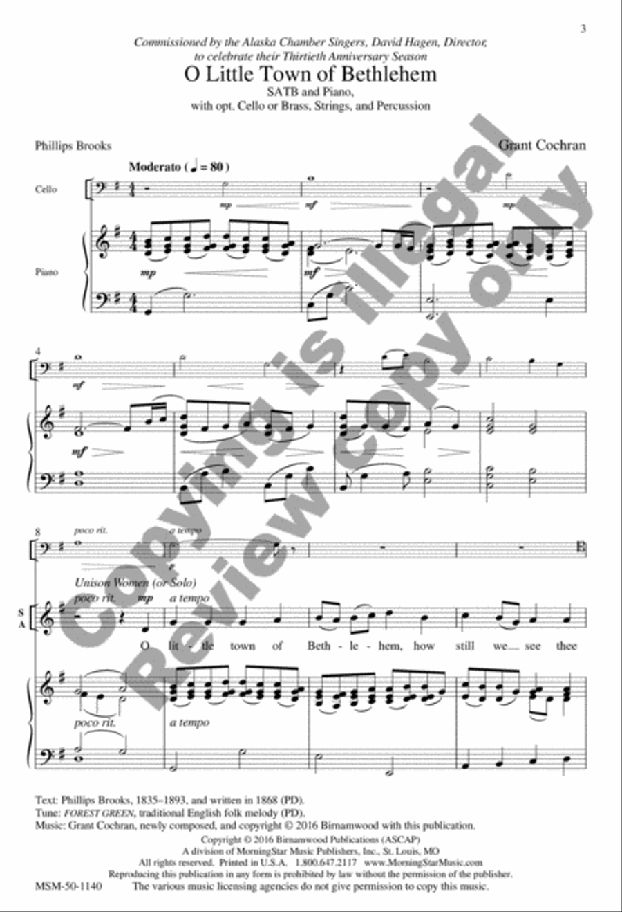 O Little Town of Bethlehem (Choral Score) image number null