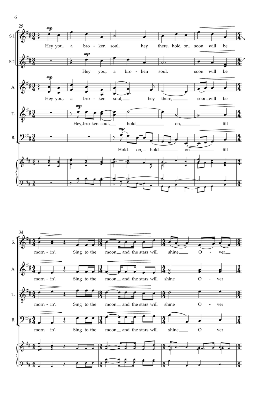 Sing To The Moon (arr. Laura Mvula) Divisi scores gallery preview page 6