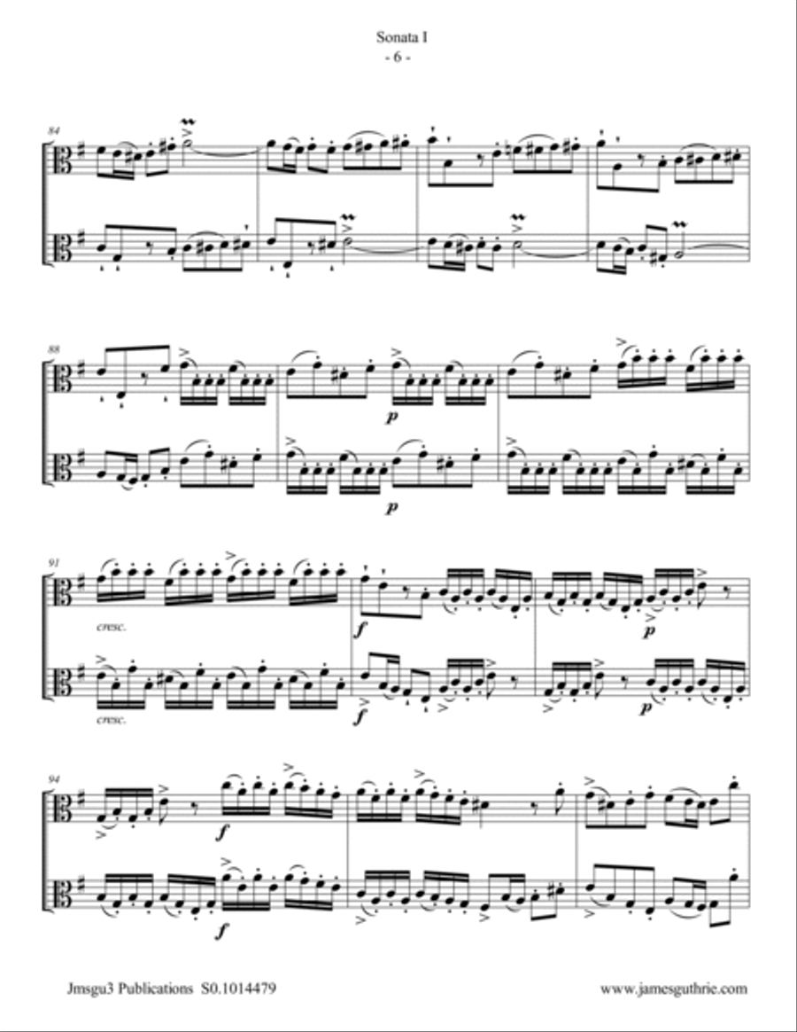 Handel: Sonata No. 1 for Viola Duo String Duet scores gallery preview page 6
