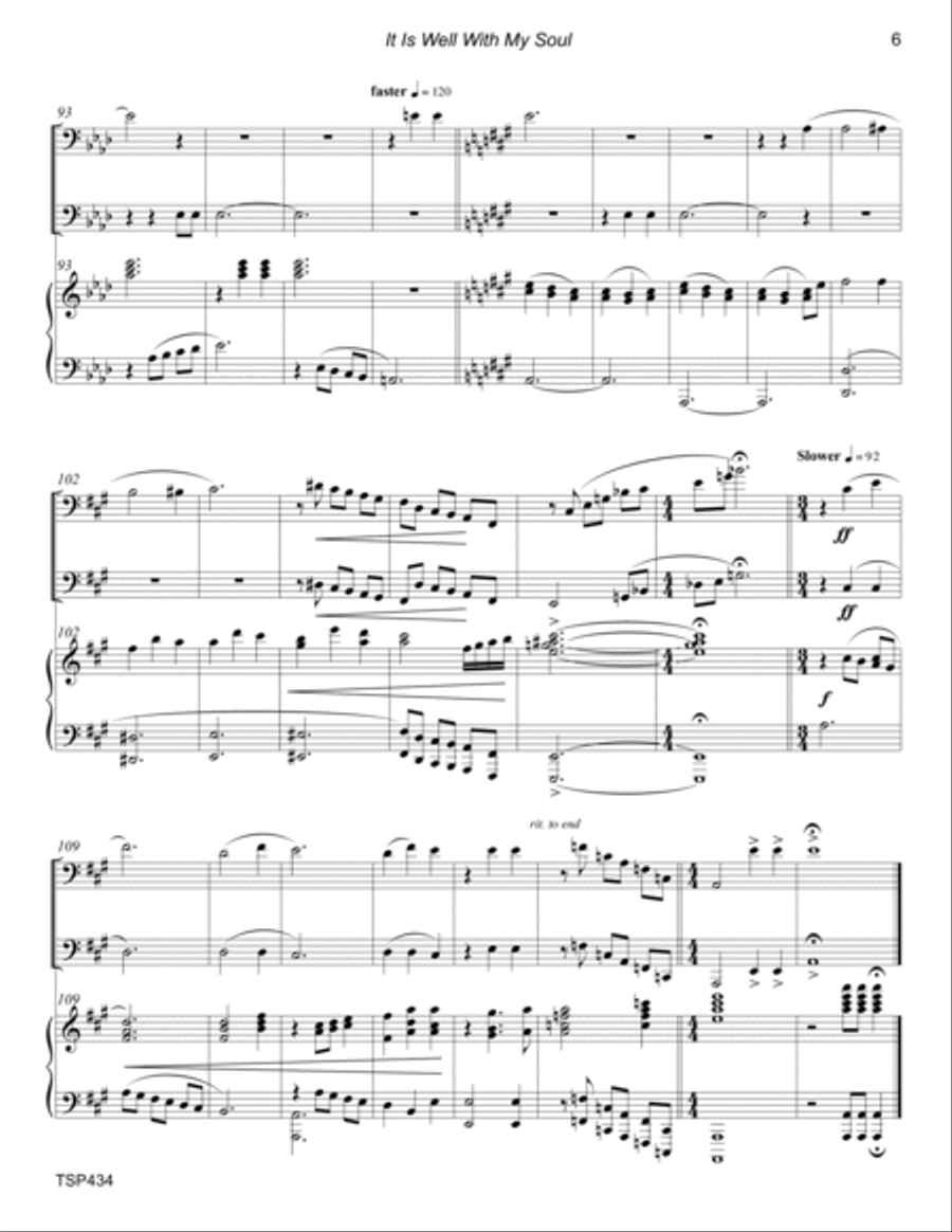 IT IS WELL WITH MY SOUL - TROMBONE & TUBA with Piano Accompaniment Brass Ensemble scores gallery preview page 6