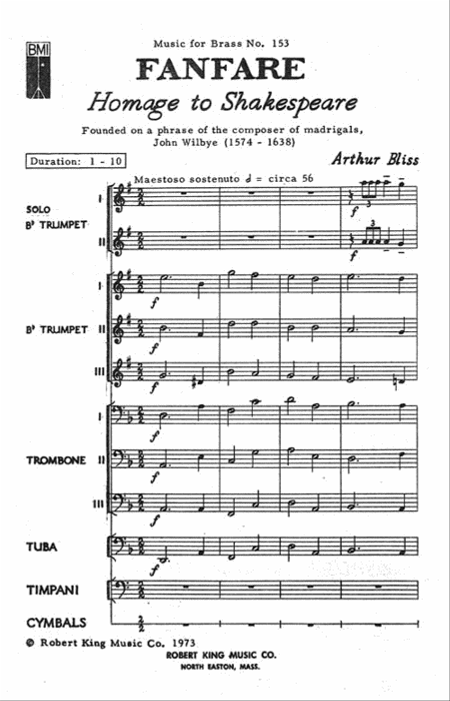 Fanfare, Homage To Shakespeare (ensemble-brass 8 Or More) School and Community scores gallery preview page 3