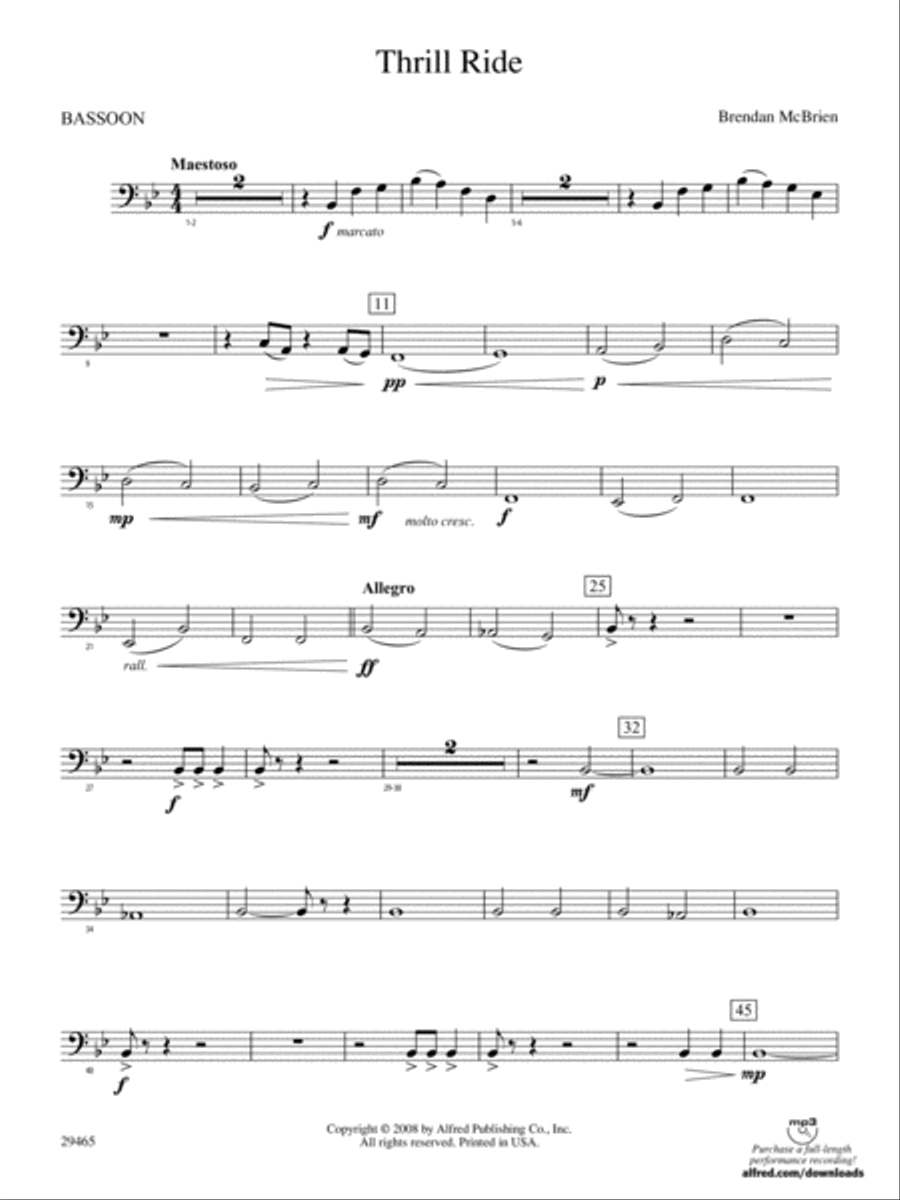 Thrill Ride: Bassoon Concert Band scores gallery preview page 1