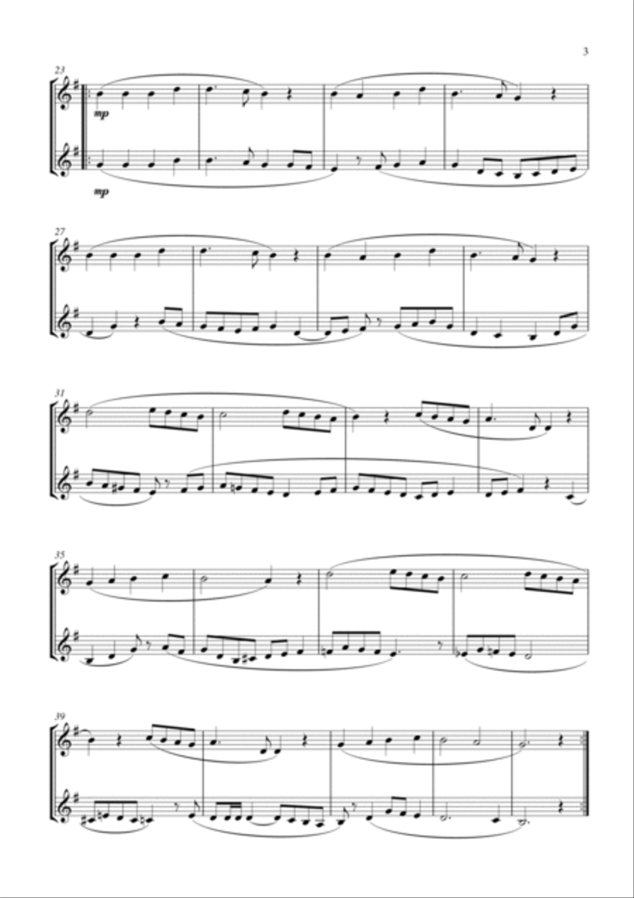 15 Popular Christmas Songs for Trumpet (Bb)Duet (Suitable for beginning / intermediate trumpeters) Trumpet Duet scores gallery preview page 3