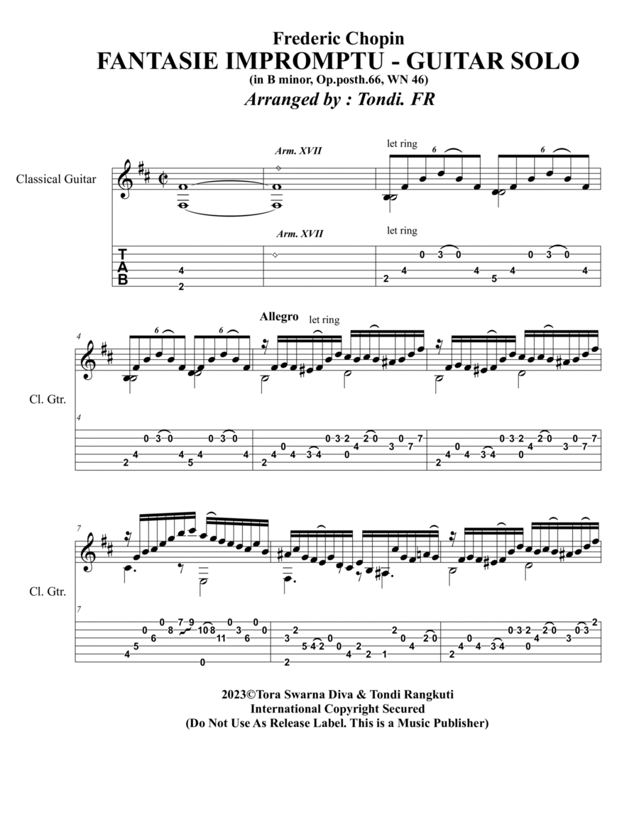 FANTASIE IMPROMPTU FOR GUITAR SOLO Acoustic Guitar scores gallery preview page 1