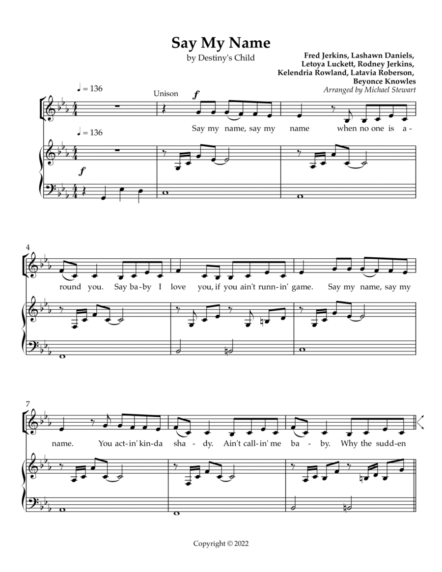 Say My Name SSA scores gallery preview page 1