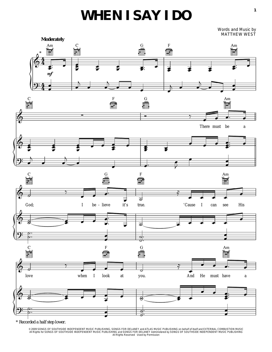 When I Say I Do Piano, Vocal, Guitar scores gallery preview page 1