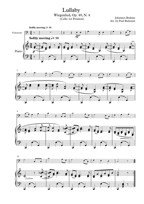 Lullaby/Wiegenlied for Cello and Piano (Cello 1st Position)