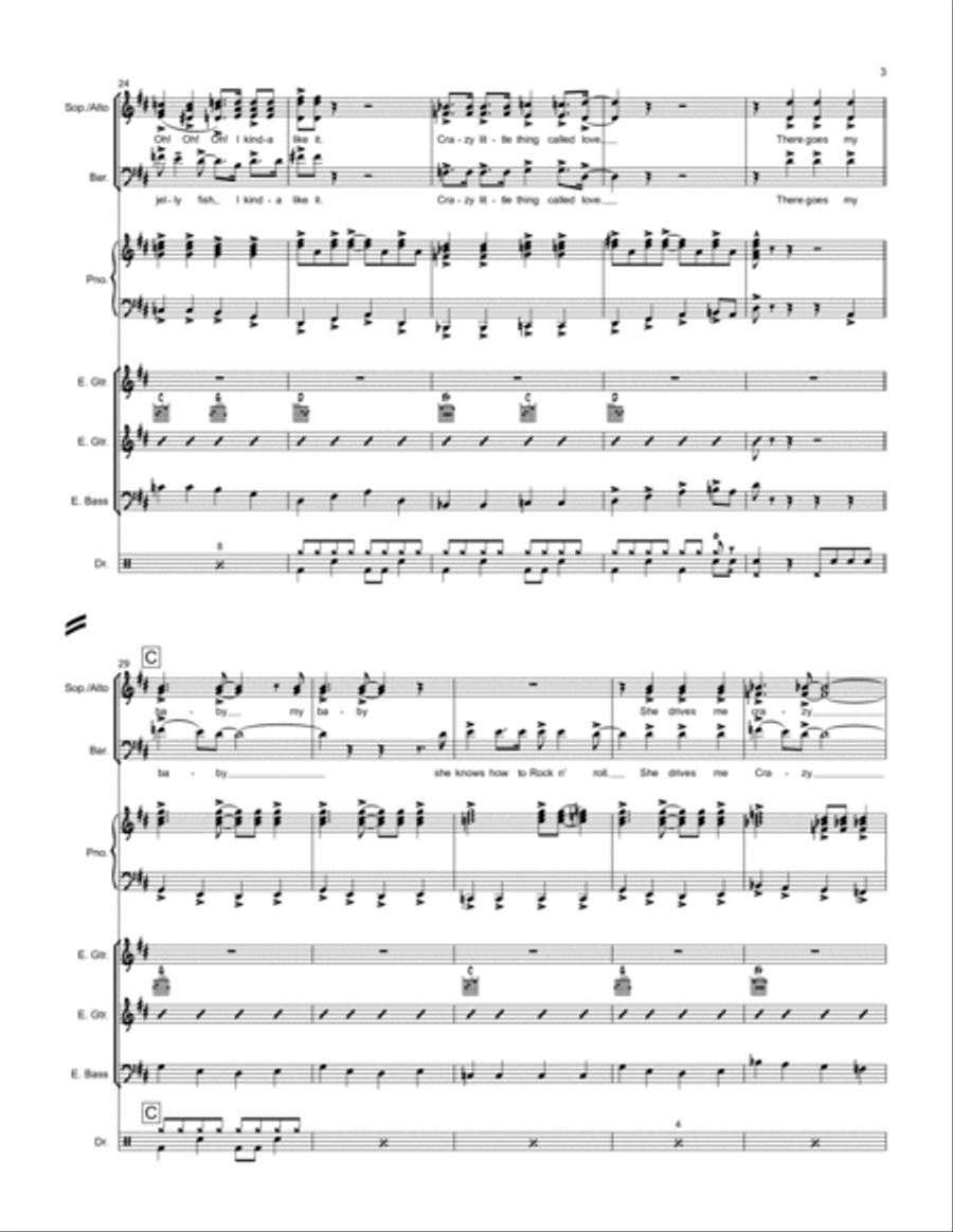 Crazy Little Thing Called Love 3-Part scores gallery preview page 3