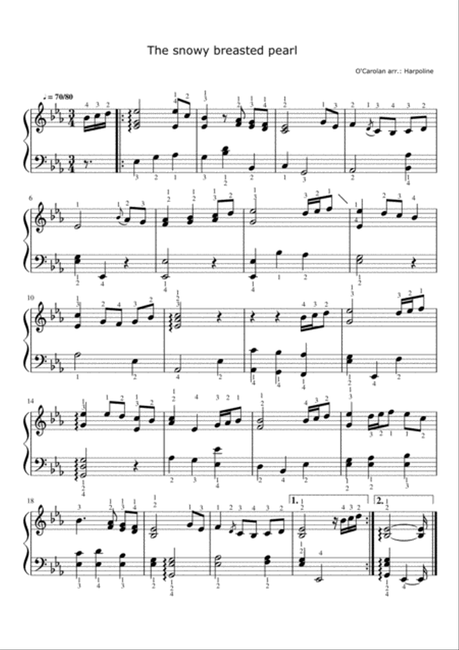 The snowy breasted pearl Harp scores gallery preview page 1