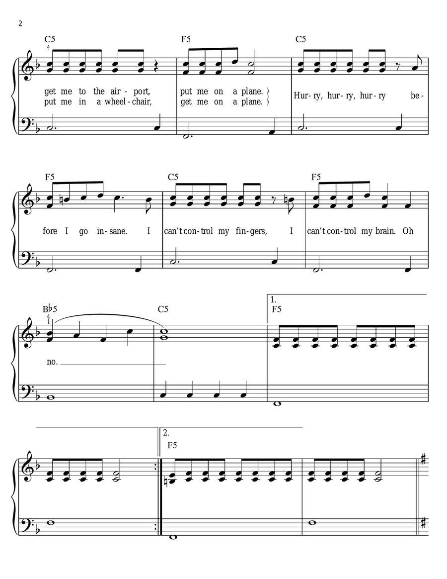 I Wanna Be Sedated Easy Piano scores gallery preview page 2