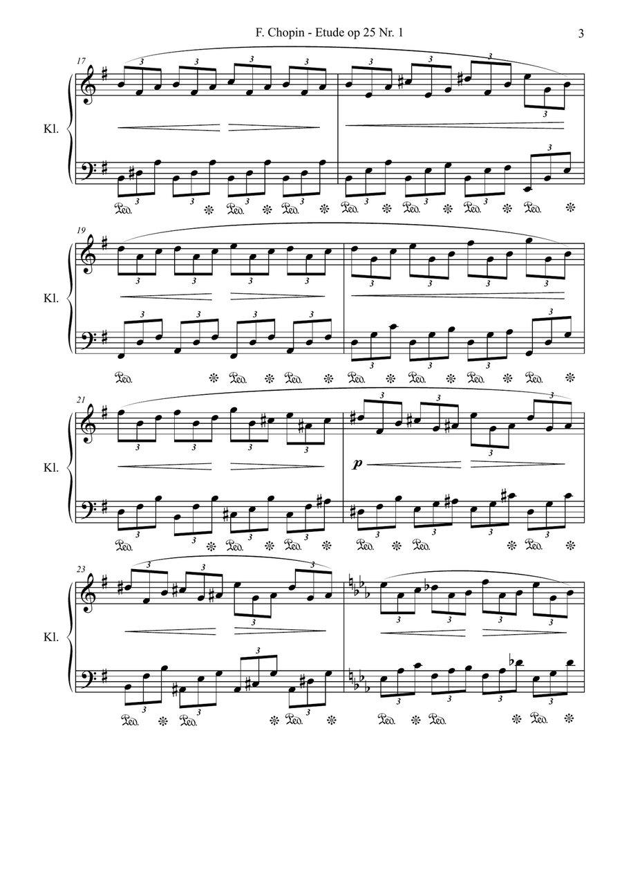 Etude op 25 No 1 by Frederik Chopin - Simplified version Piano Method scores gallery preview page 3
