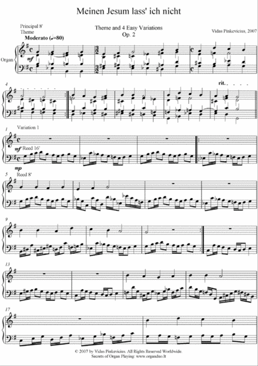 Variations on Meinen Jesum lass ich nicht, Op. 2 (2007) Organ Solo scores gallery preview page 1