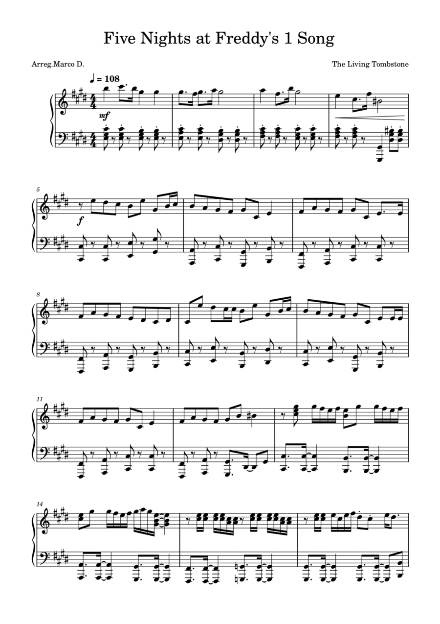 Five Nights At Freddy's Piano Solo scores gallery preview page 1
