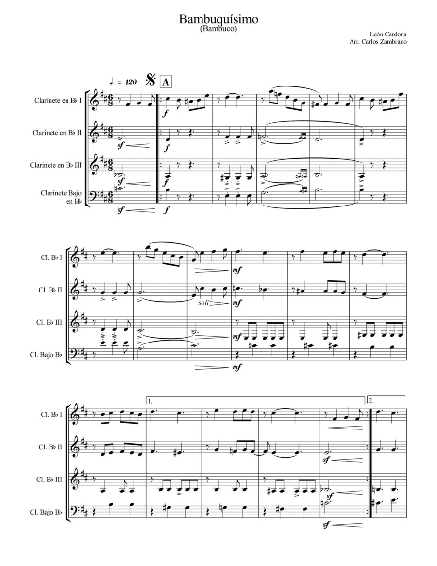 Bambuquísimo Woodwind Quartet scores gallery preview page 1
