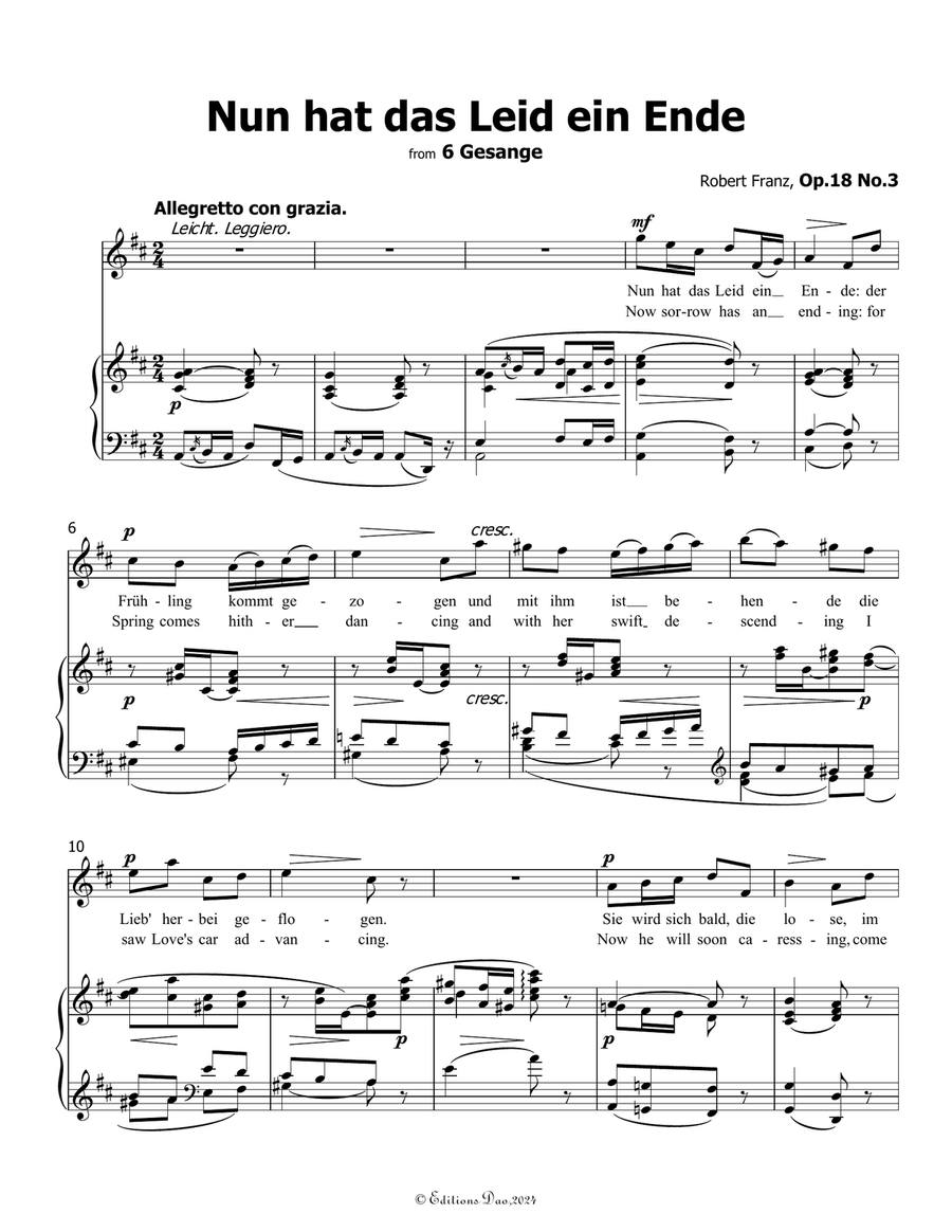 Nun hat das Leid ein Ende, by Robert Franz, in b minor Voice scores gallery preview page 3