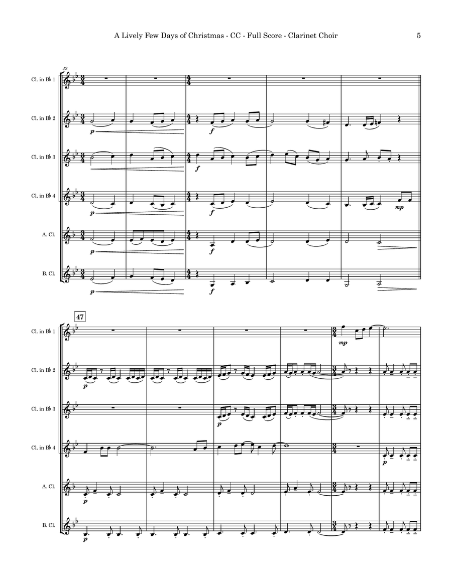 A Lively Few Days of Christmas Clarinet Choir scores gallery preview page 5