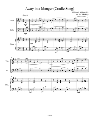Away in a Manger (Cradle Song) for violin and cello duet with piano accompaniment