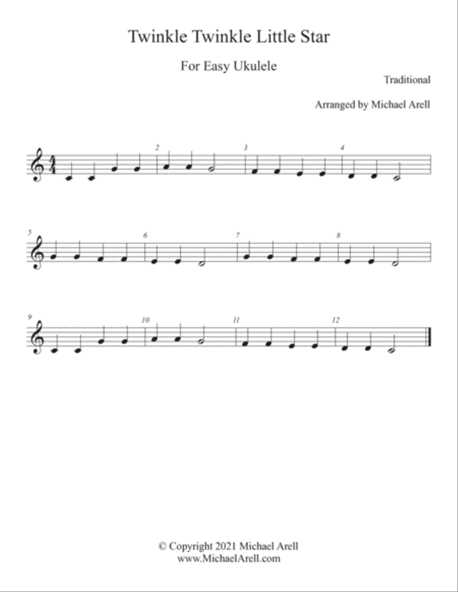 Twinkle Twinkle Little Star--Easy Ukulele Guitar scores gallery preview page 2