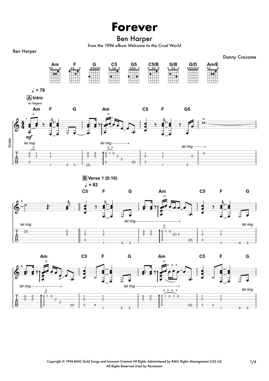 Forever Acoustic Guitar scores gallery preview page 1