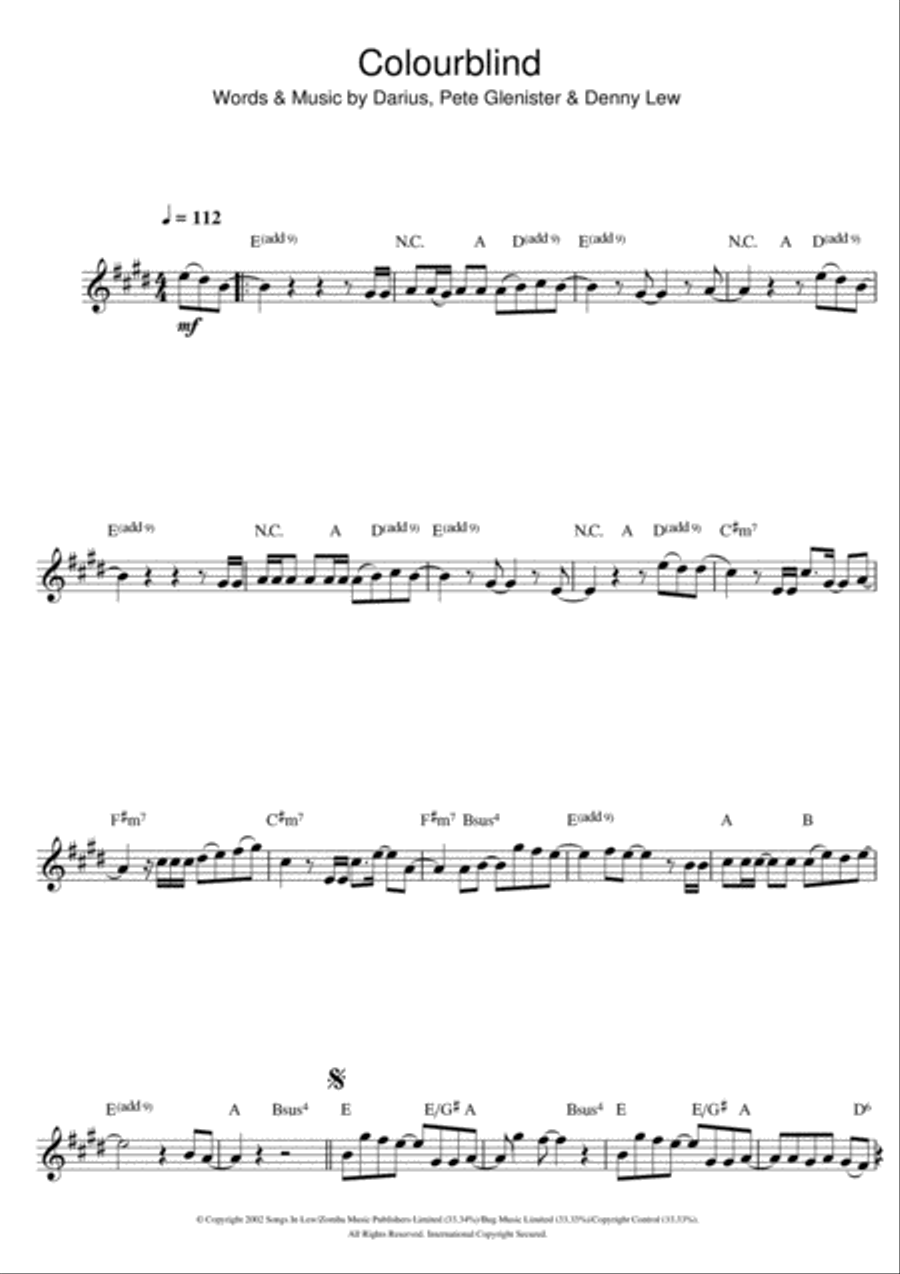 Colourblind Colourblind Flute Solo scores gallery preview page 1