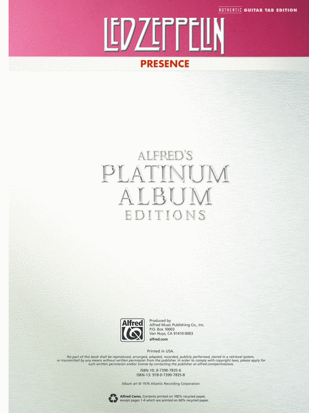 Led Zeppelin -- Presence Platinum Guitar