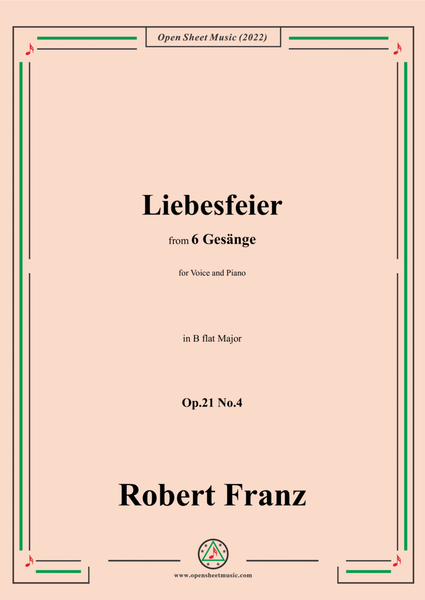 Franz-Liebesfeier,in B flat Major,Op.21 No.4,for Voice and Piano image number null