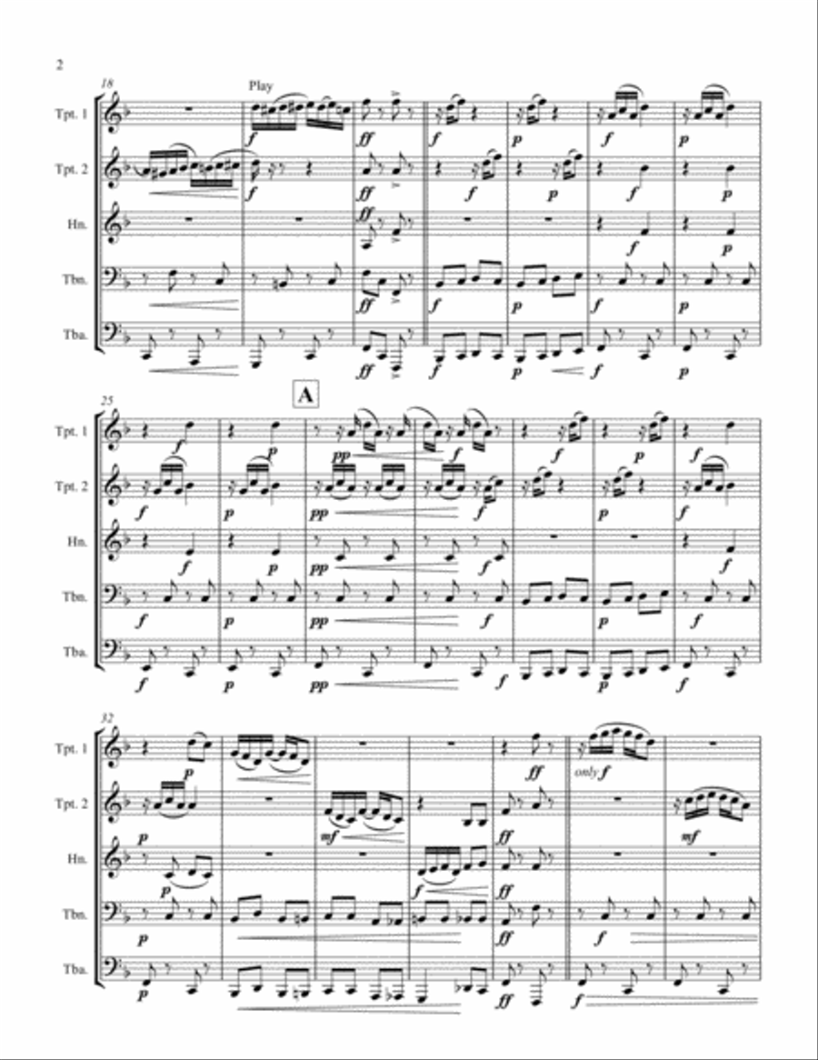 Peanuts-A Nutty Rag for brass quintet Brass Quintet scores gallery preview page 2