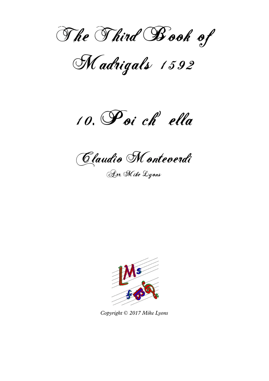 Monteverdi - The Third Book of Madrigals - No 10 Poi ch'ella Brass Ensemble scores gallery preview page 1