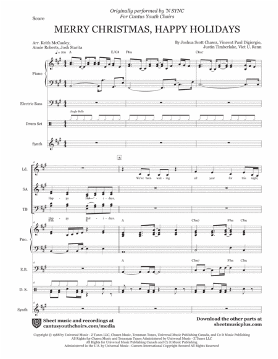 Merry Christmas, Happy Holidays 4-Part scores gallery preview page 2