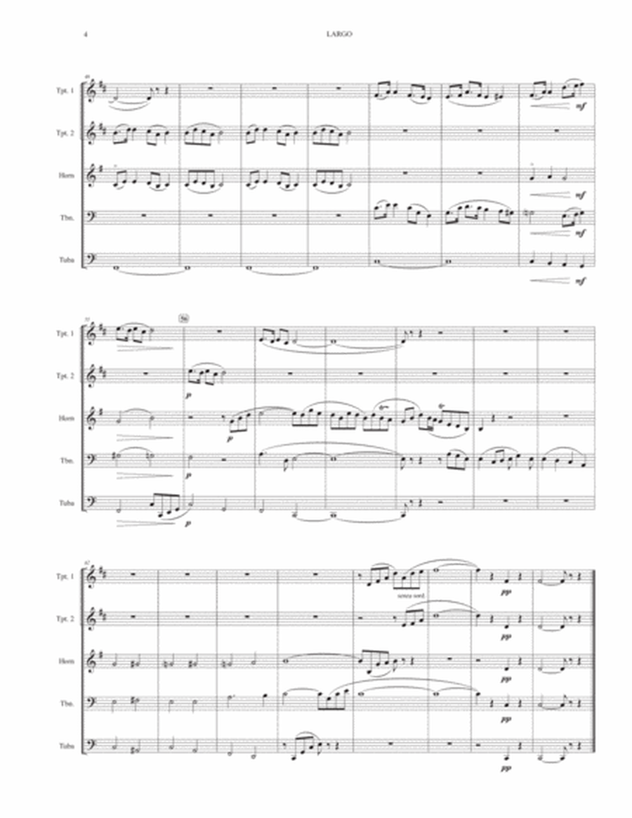 LARGO from The New World Symphony (for brass quintet) image number null