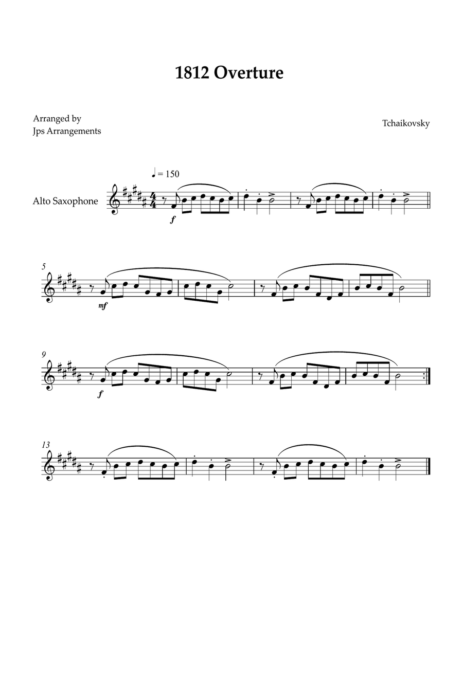 1812 Overture for Alto sax Alto Saxophone scores gallery preview page 1