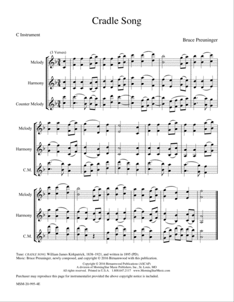Cradle Song Piano and Keyboard scores gallery preview page 2