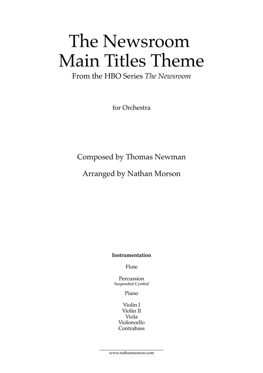 The Newsroom Main Titles Theme Chamber Orchestra scores gallery preview page 1