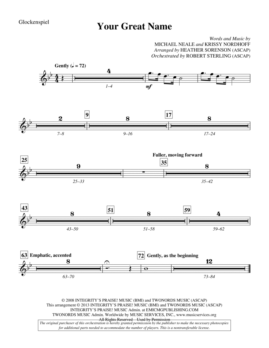 Your Great Name - Glockenspiel Choir scores gallery preview page 1