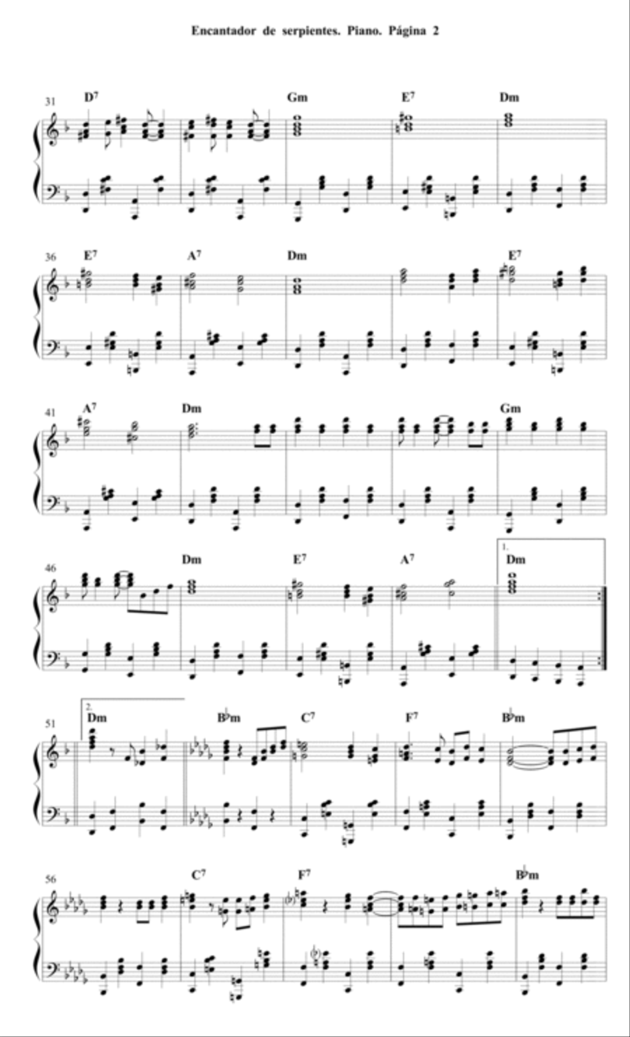 Encantador de serpientes (The snake charmer) - Fox Trot por Teddy Powell y Leonard Whicup Piano Solo scores gallery preview page 2