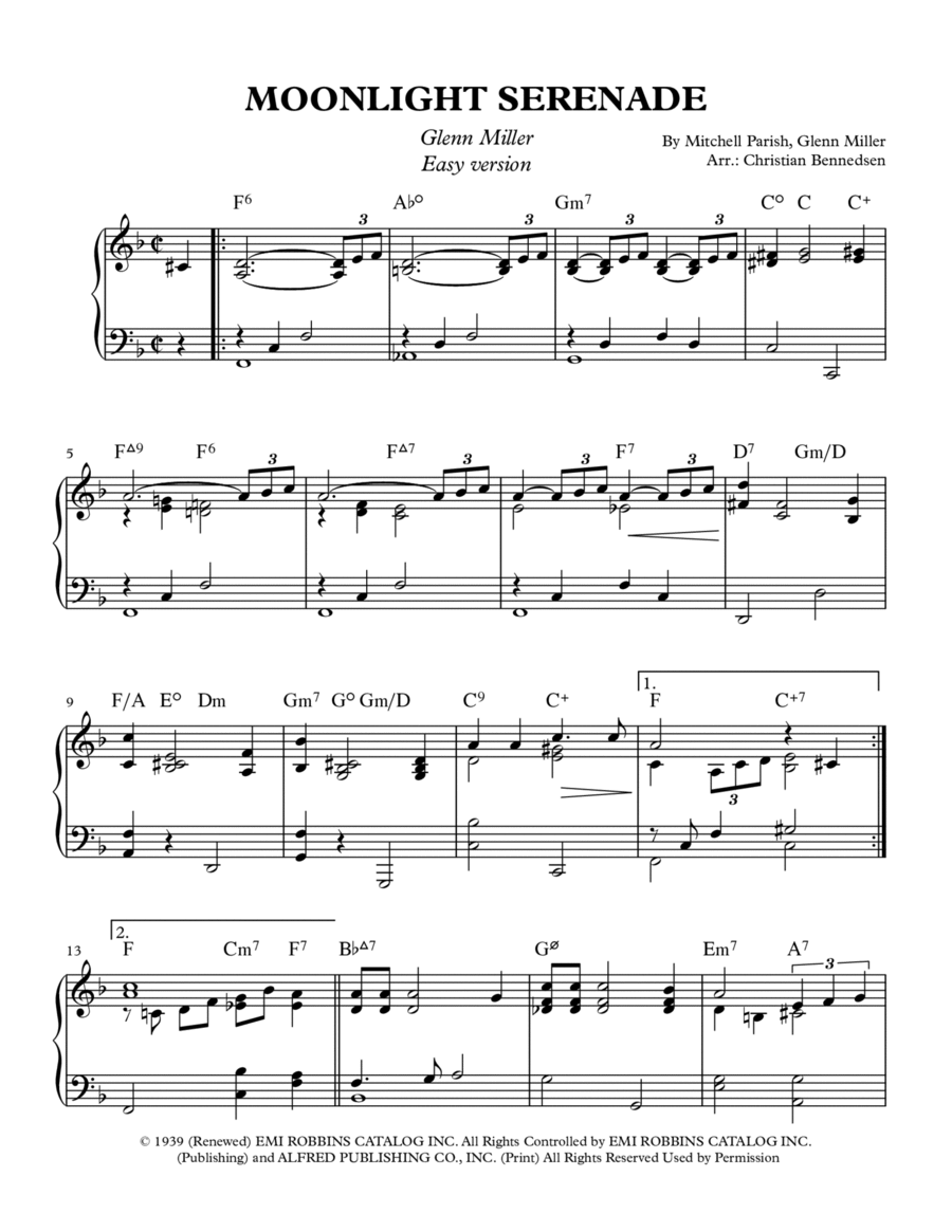 Moonlight Serenade Piano Solo scores gallery preview page 1