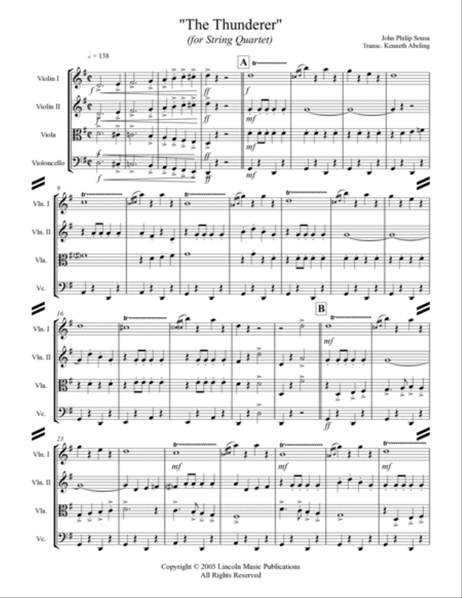 March - The Thunderer (for String Quartet) String Quartet scores gallery preview page 2