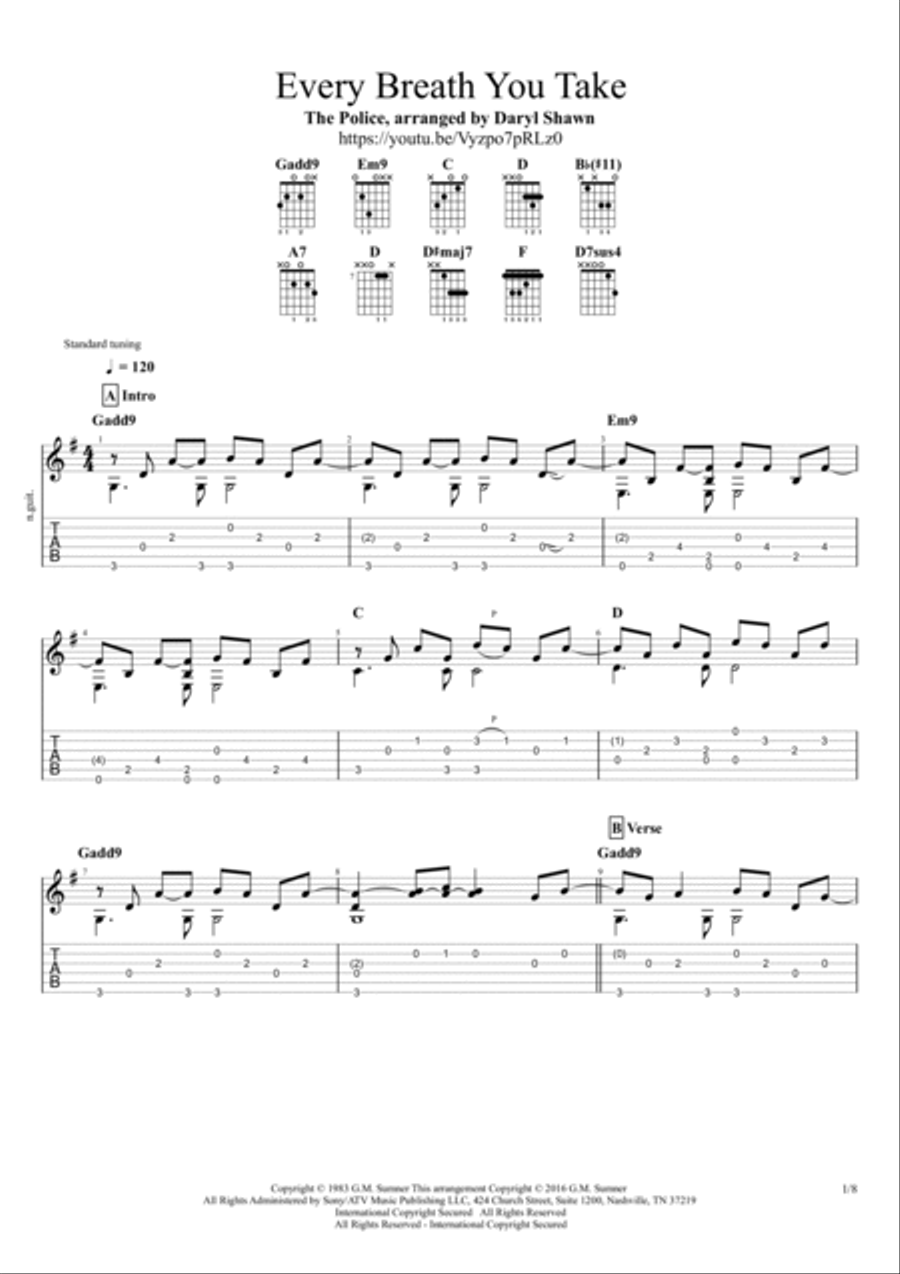 Every Breath You Take Electric Guitar scores gallery preview page 2