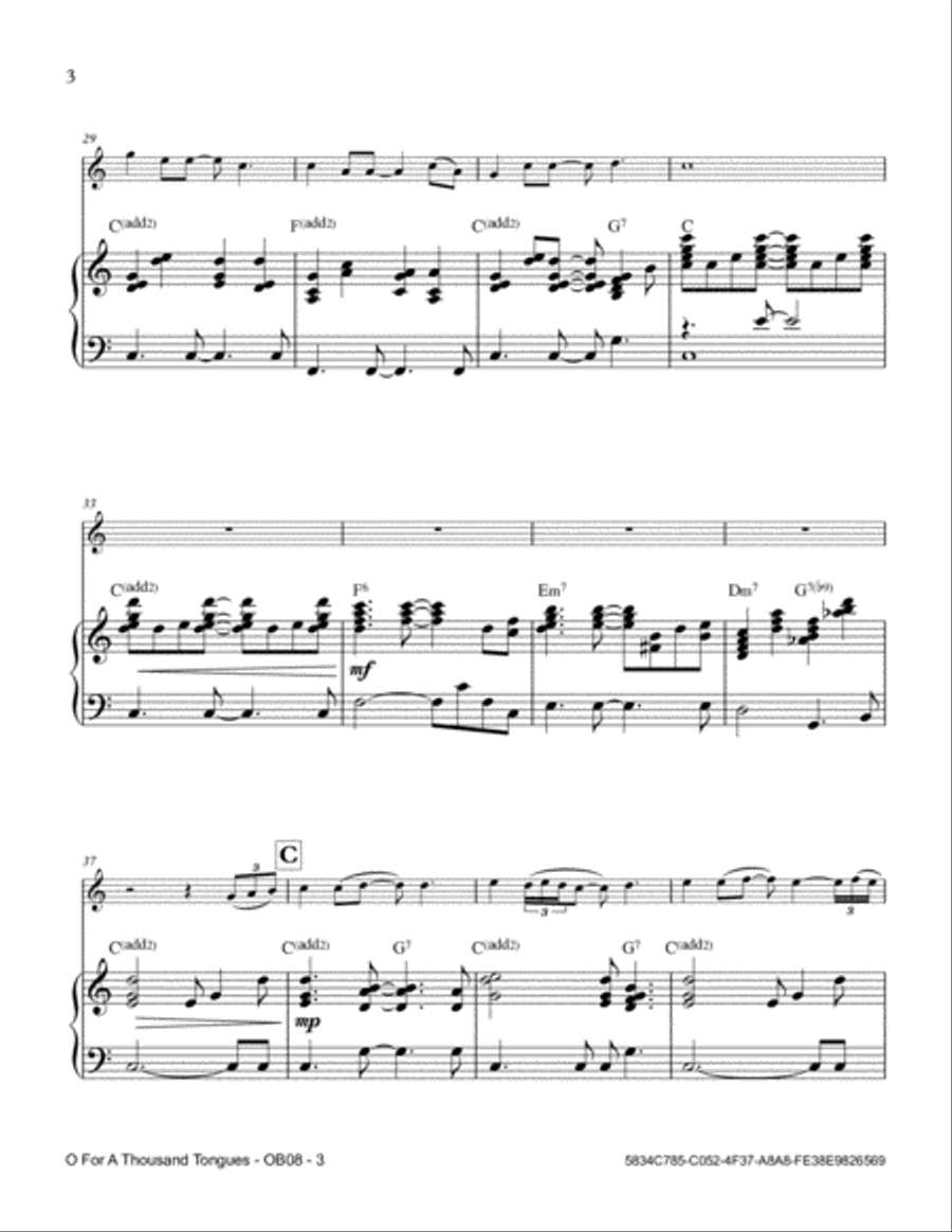 O For A Thousand Tongues Piano scores gallery preview page 4