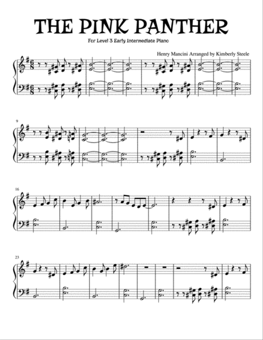 The Pink Panther from THE PINK PANTHER Piano Solo scores gallery preview page 1