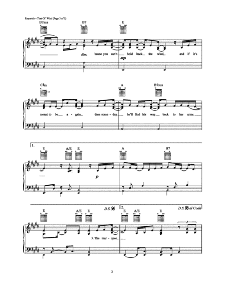 That Ol' Wind Piano, Vocal, Guitar scores gallery preview page 3