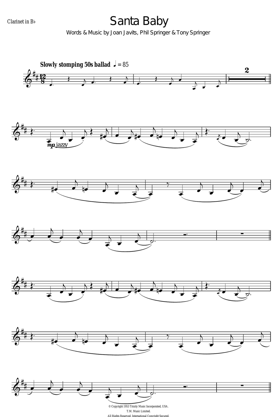 Santa Baby Santa Baby Clarinet Solo scores gallery preview page 1