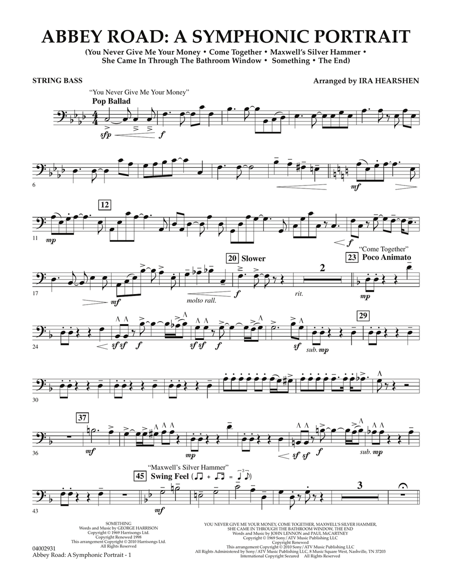 Abbey Road - A Symphonic Portrait - String Bass Concert Band scores gallery preview page 1