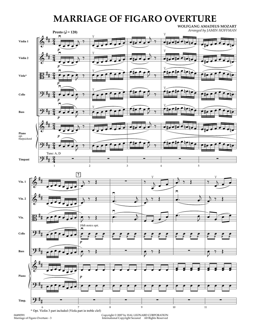 Overture to Marriage of Figaro - Full Score String Orchestra scores gallery preview page 1