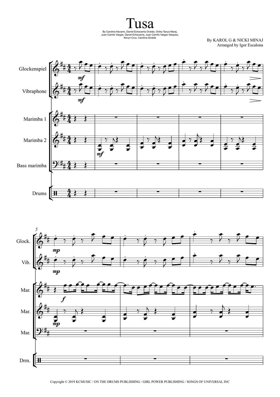 Tusa Percussion Ensemble scores gallery preview page 3