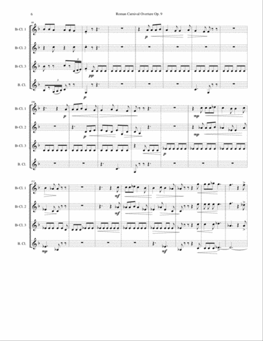 Berlioz - Roman Carnival - Clarinet Quartet Clarinet Quartet scores gallery preview page 6