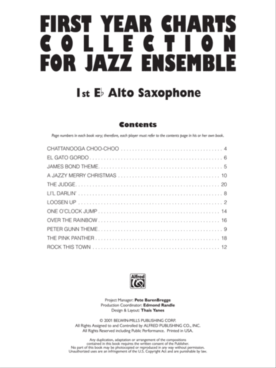 First Year Charts Collection for Jazz Ensemble