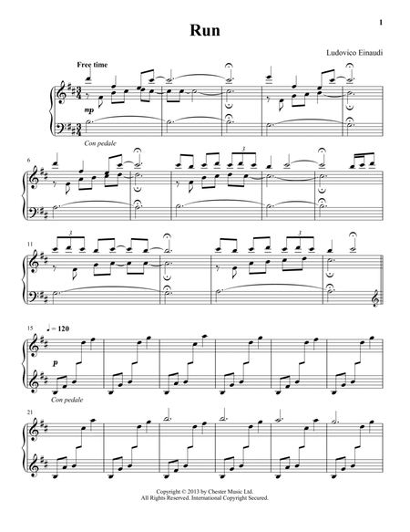 Run free sheet music by Ludovico Einaudi