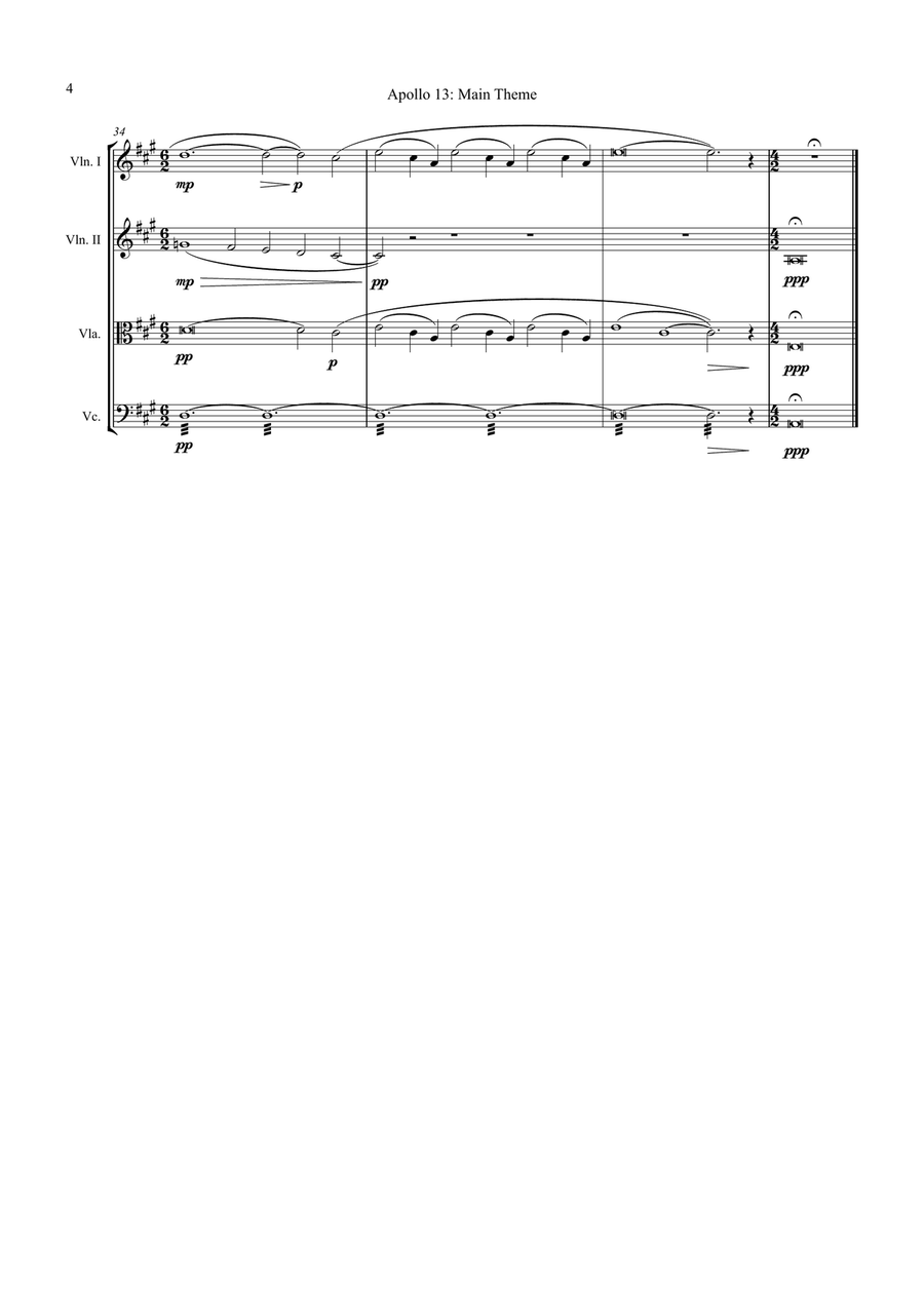 Main Title - Apollo 13 String Quartet scores gallery preview page 6