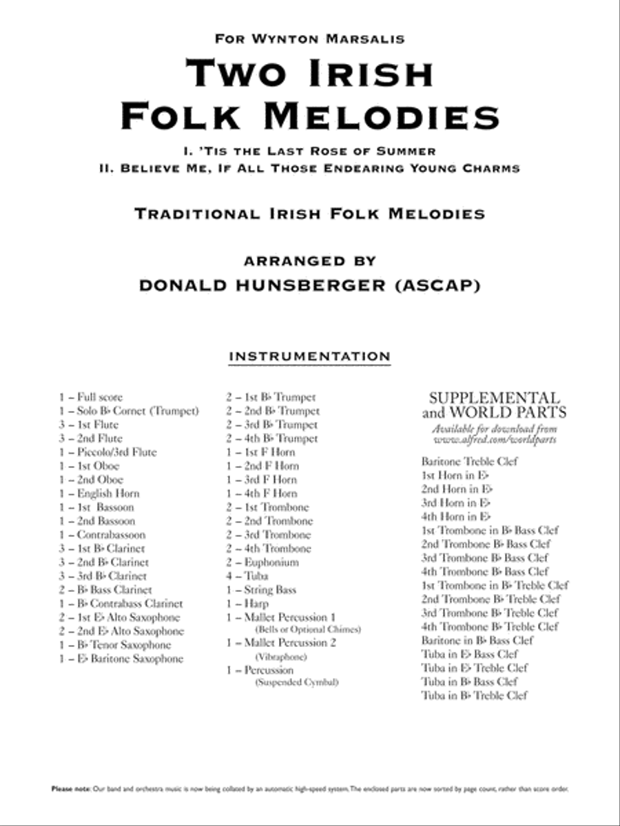 Two Irish Folk Melodies: Score Concert Band scores gallery preview page 1